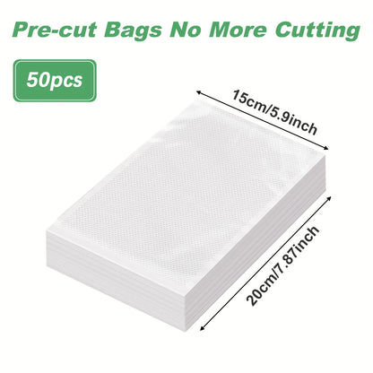 50pcs Vacuum Sealer Bags, Food Storage Pouches, Freshness Preservation for Kitchen, For Vacuum Sealer Machine Accessories
