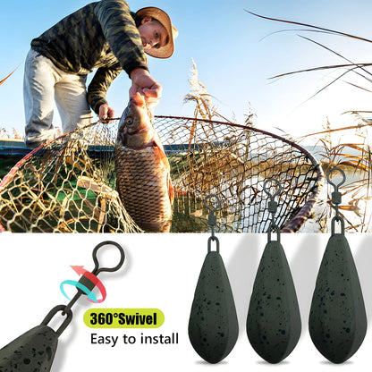 2pcs Carp fishing lead weight has 56g/71g/85g/99g/113g carp fishing weight. Pendant allows for quick replacement of lead