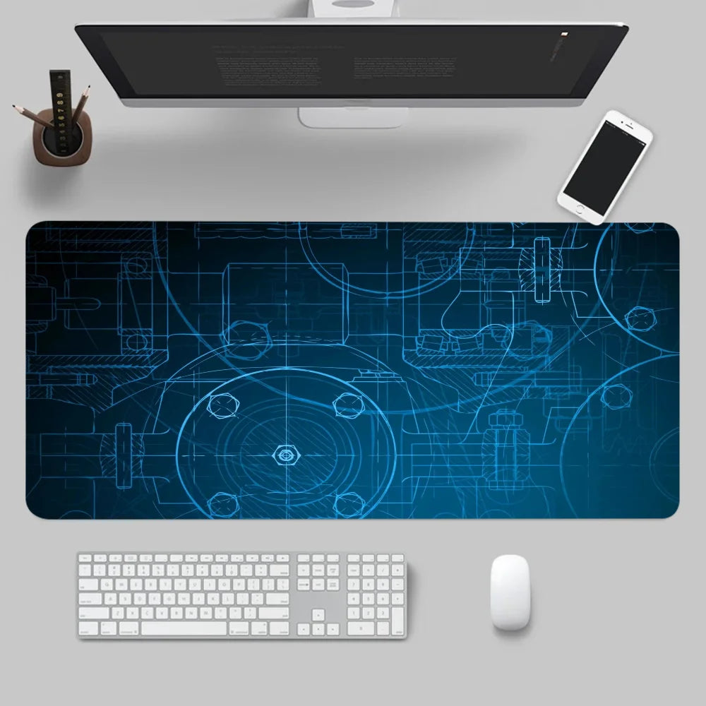 Mouse Pad Gaming Accessory Mechanical Drawings Home Large HD Mousepad XXL MousePads Natural Rubber Carpet Non-Slip Table Mat