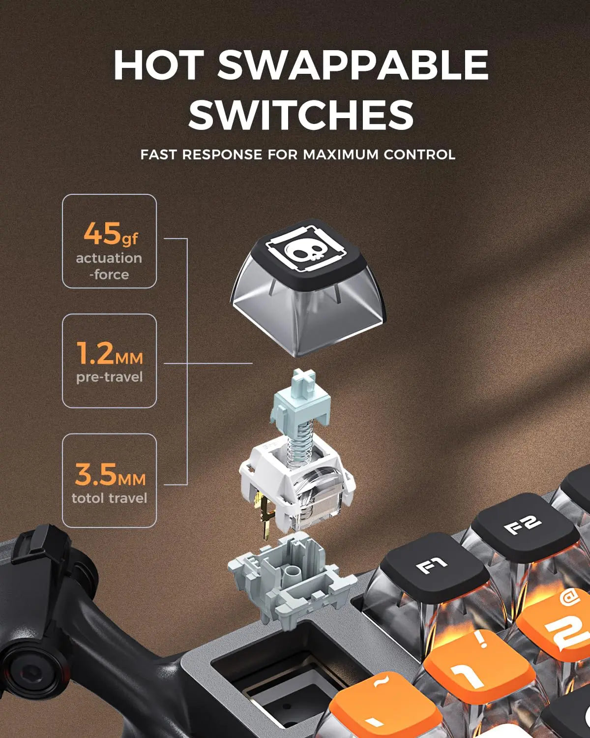 GravaStar Mercury K1 Pro Wireless Mechanical Gaming Keyboard, 75% Layout RGB Custom Keyboard E-sports, gaming keyboard