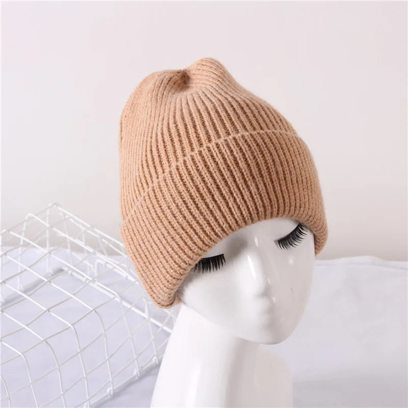 New winter adult casual beanie cap Outdoor lady knitted hat Thick warm comfortable