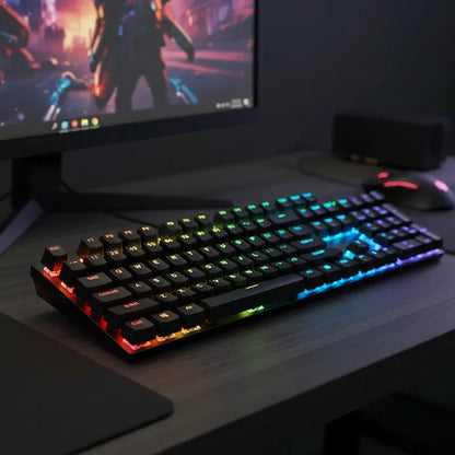 Mechanical Gaming GK100 Keyboard New Upgraded 104 Keys White Backlit Keyboards USB Wired Computer Keyboard for Laptop Desktop PC