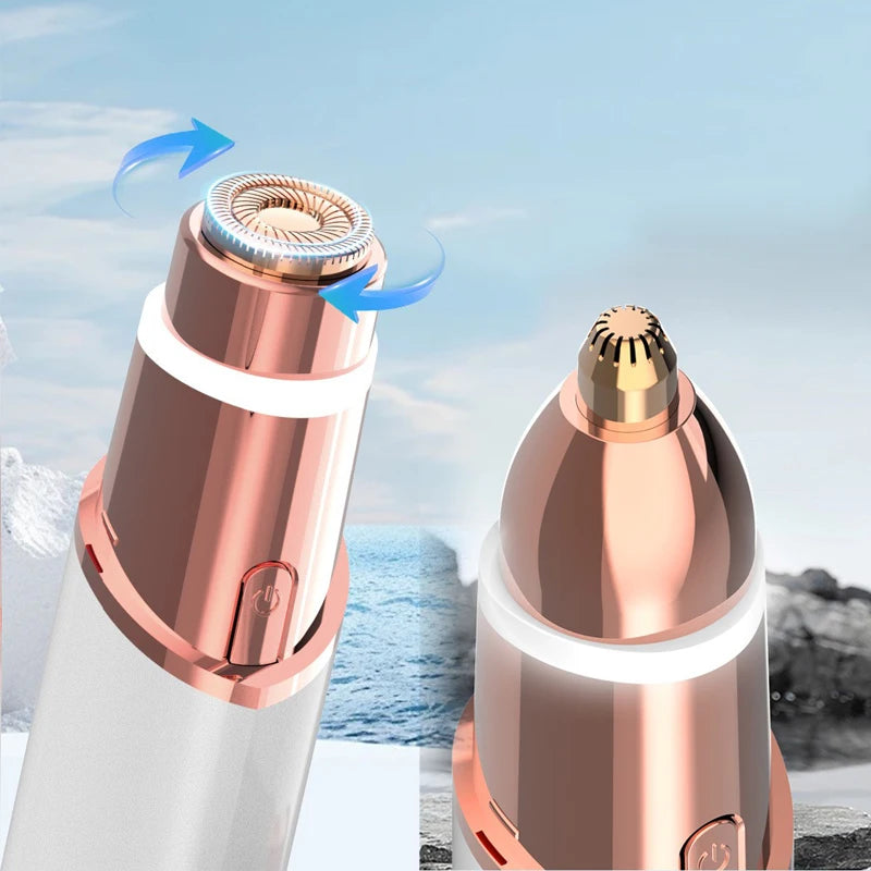 2 in 1 Face Shaver and Eyebrow Trimmer Rechargeable Lips Body Facial Hair Remover Women Electric Portable customer logo package