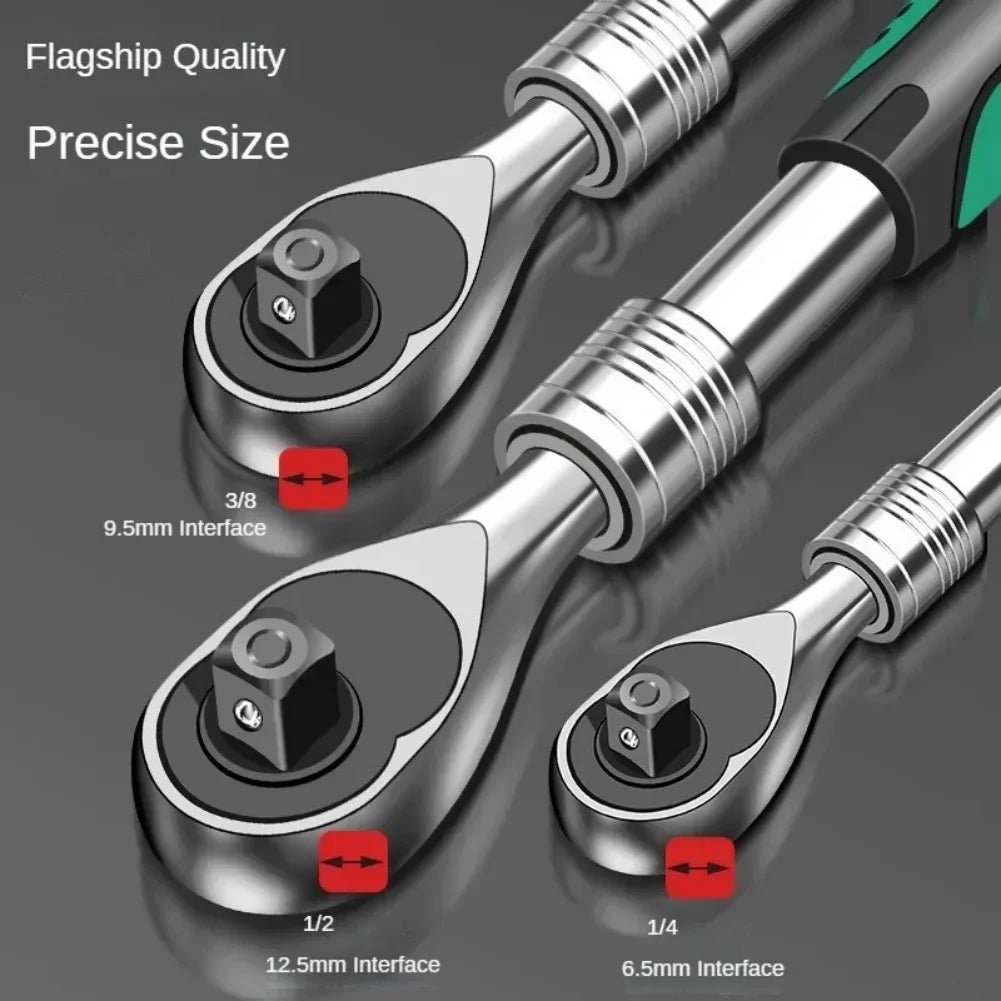 Ratchet Wrench 72 Tooth Telescopic 1/4 3/8 1/2 Inch Socket Automotive Nut Reversible Drive Wrench Mechanical Hand Repair Tool