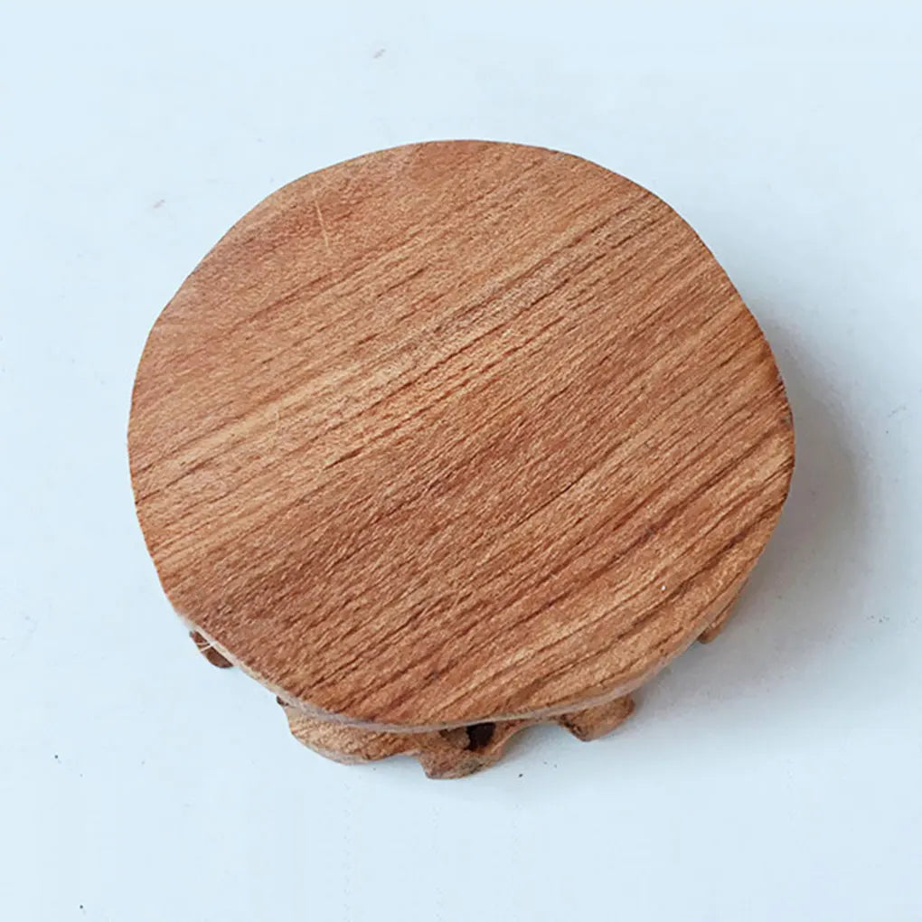 Round Wooden Stool Base  Smooth Vintage Exquisite Figurines Stand Clear Texture Sturdy Pedestal Craft Home Stores