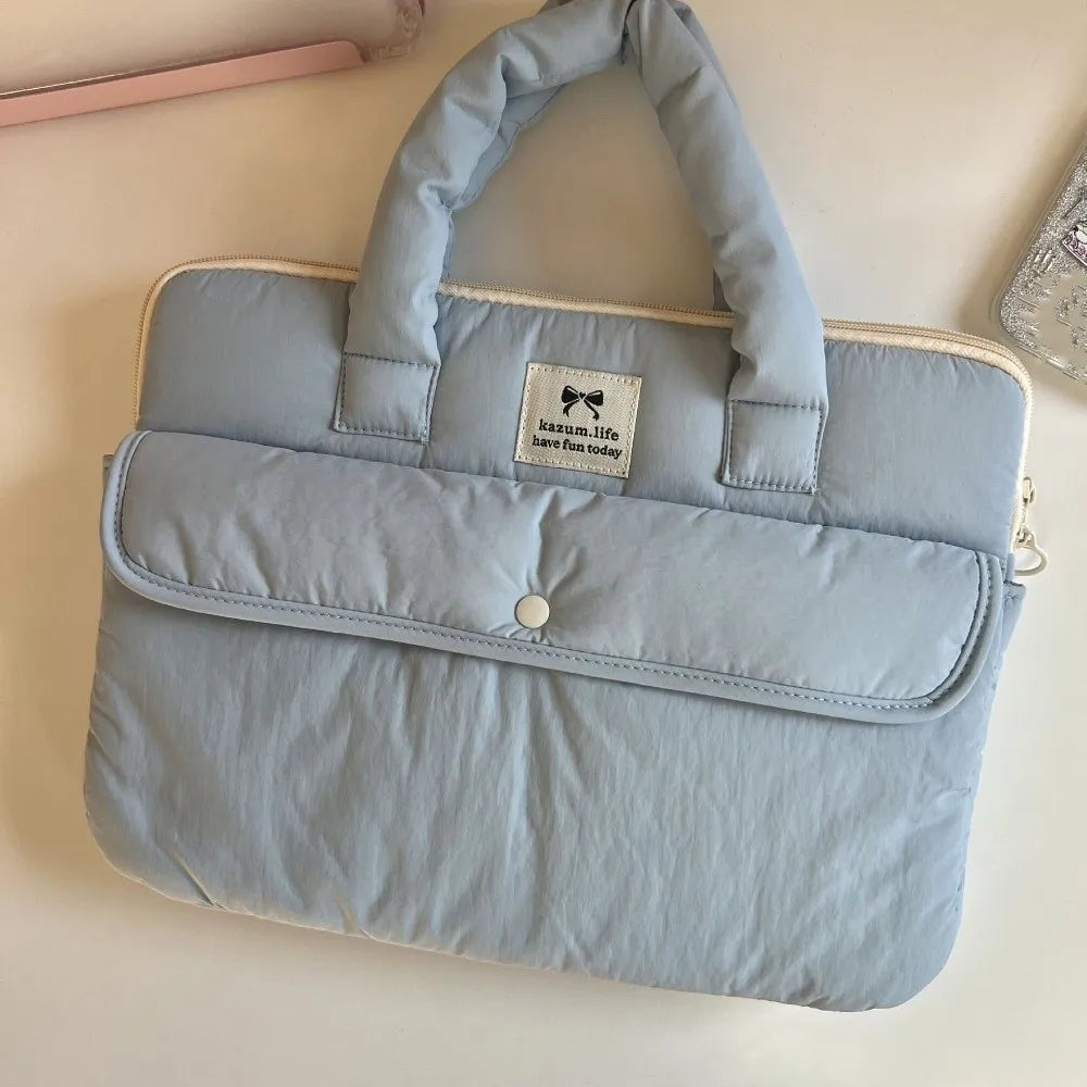 Handbags 15.6inch Portable Laptop Bags Bow with Handle Laptop Case Cute Soft Material Notebook Sleeve Women's Bag
