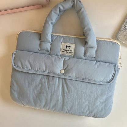 Handbags 15.6inch Portable Laptop Bags Bow with Handle Laptop Case Cute Soft Material Notebook Sleeve Women's Bag