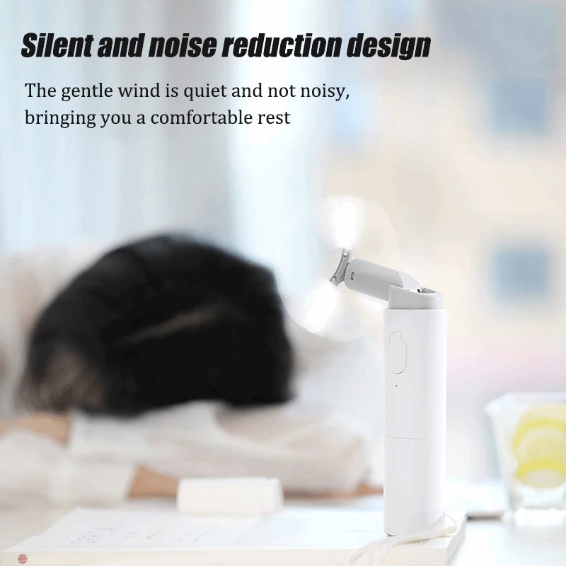 Portable mini fan, USB charging small fan, foldable outdoor portable fan, suitable for office, travel, camping, and outdoor use