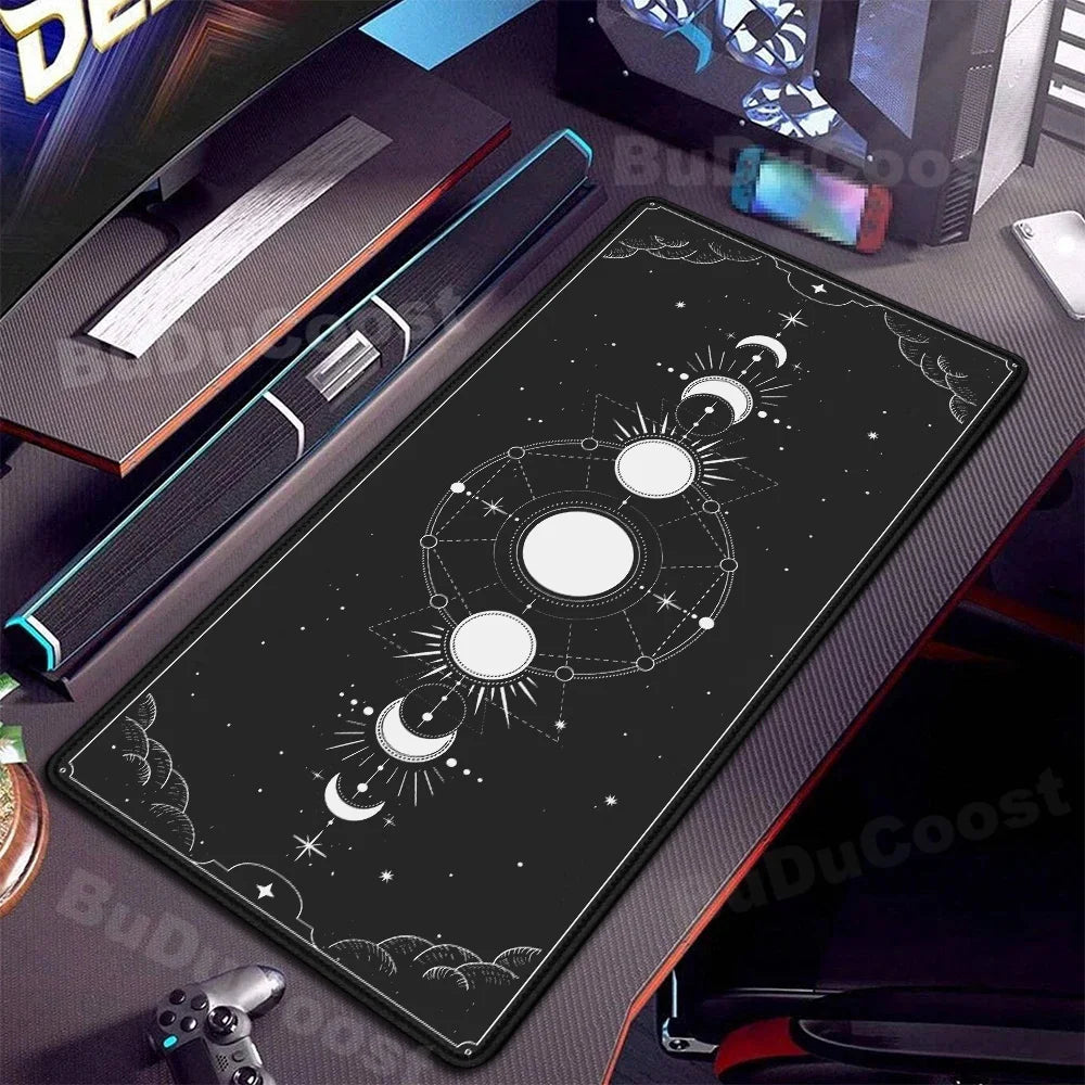 XXL Computer Desk Pad Pink Art keyboardpad Moon Space Mousepad Laptop Table Mat 900x400mm Rubber Anti-slip Soft Desktop Mice Pad