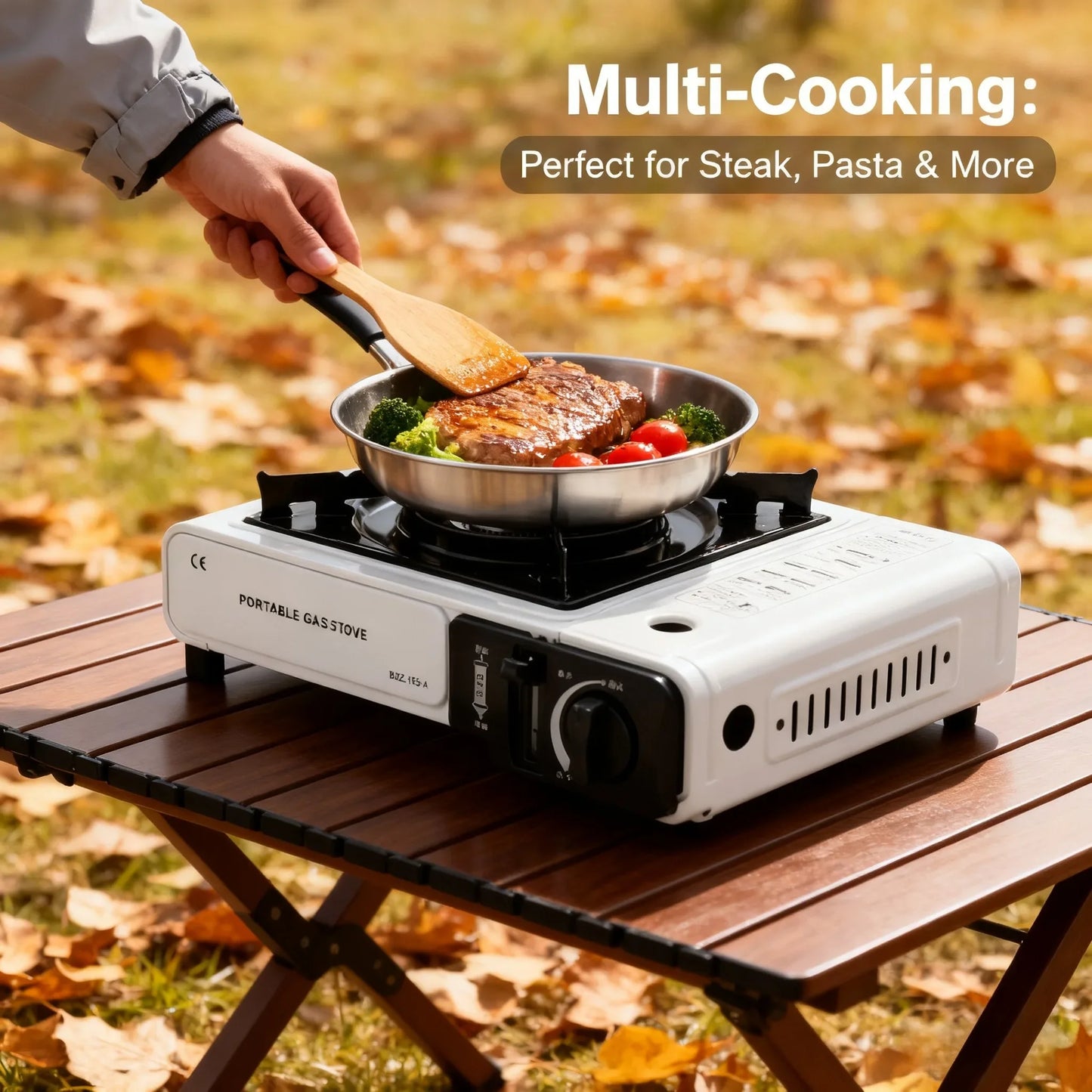 Portable Outdoor Gas Stove, Suitable for Camping, Barbecuing, Hiking, Backyard Cooking, and Home Use Windproof Ring Not Included