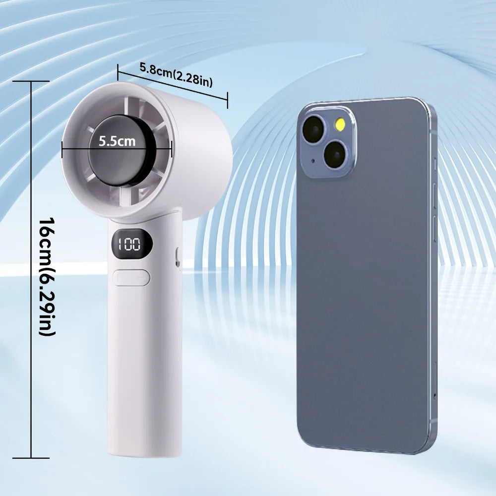 Portable Handheld Fan 120 Wind Speeds Mini Bladeless Hand Fan USB Rechargeable Highspeed Fans Camping Electric Fans Air Cooler