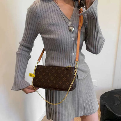 Light Luxury Design Ladies Purses And Handbags 2024 Classic Solid Color Chain Shoulder Bag Letter Element Women's Crossbody Bag