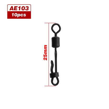 Hirisi 10pcs Quick Change Swivel With Clam Lock Clip For Carp Fishing Terminal Tackle Freshwater Fishing Accessories