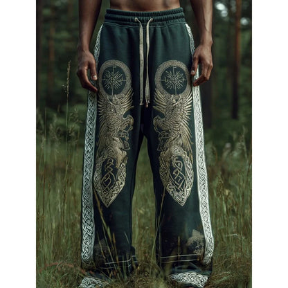 Men's Viking Nordic Sun Art Knot Tribe Celtic Rune 3D Printed Casual Pants Drawstring Straight Leg Pants Summer Beach Pants