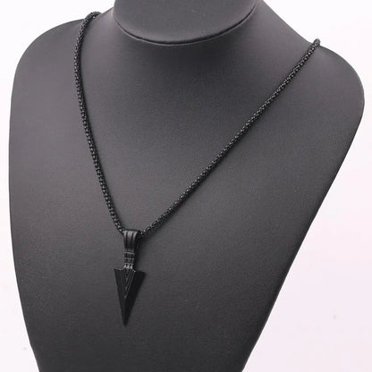 Men Necklace Hip Hop Vintage Arrow Necklace Stainless Steel Hip Hop Pendant Sweater Necklace Gift Jewelry Necklace for Men