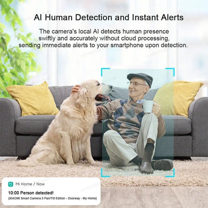 XIAOMI Smart Camera 3 Chinese Version,3K Ultra-clear HD,360° Pan-Tilt-Zoom,AI Human Detection,5 Megapixel Two-Way Voice Calls