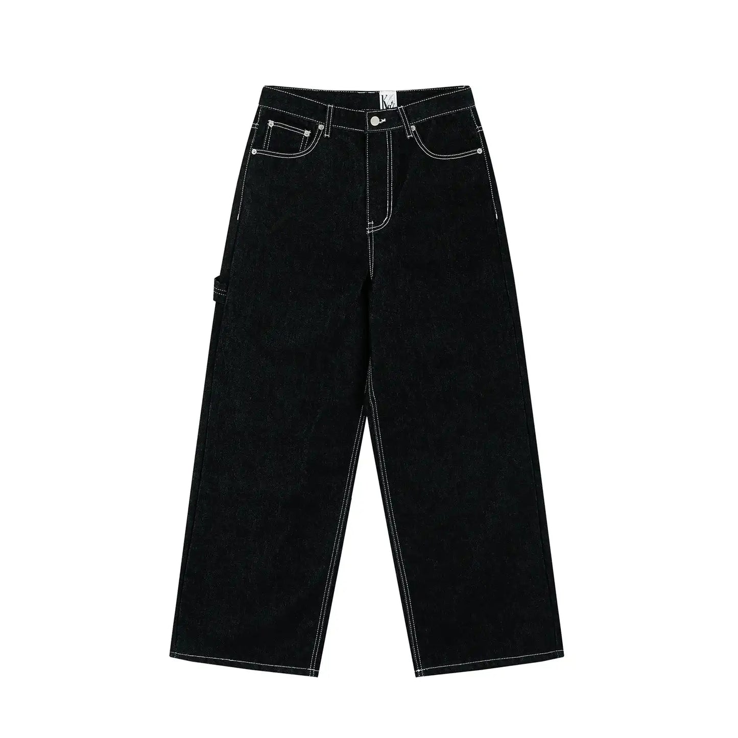 Embroidered Floral Pattern Jeans Female Retro American Fashion Pants Harajuku Casual Relaxed Korean Of Commuter Straight Pants