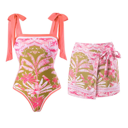 2023 New Arrival Push Up Women Bikini Set Floral Printed Ruffle Bikinis Strappy Bandage Swimwear Brazilian Biquini Bathing Suit