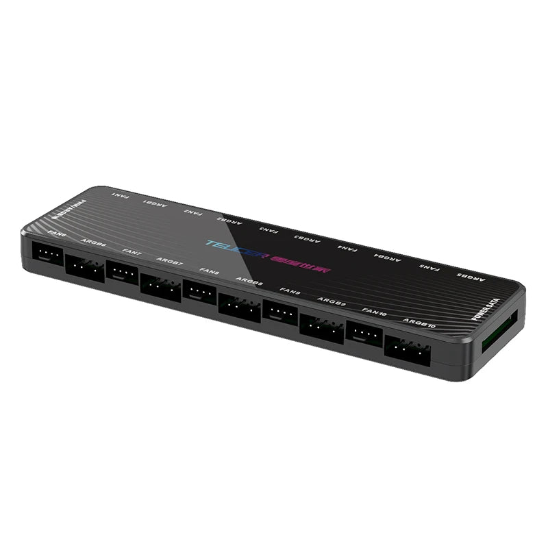 TEUCER  LP-10 ARGB/PWM HUB SATA Power Interface 5 Ports 5V 3pin ARGB and 5 Ports 4pin PWM HUB Fan 2 in 1 HUB Adapter