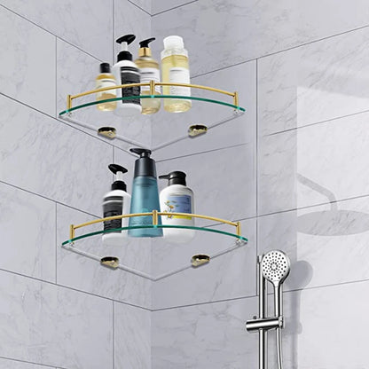 Bathroom Shelves, Bathroom Glass Corner Shelf Wall Mounted ,Tempered Glass Shelf for Storing Shower Gel/Soap-B