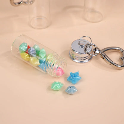 10ml Storage Bottle with Love Keychain Mini Transparent Glass Bottles Aluminium Cap Empty Sample Jars Liquid Containers