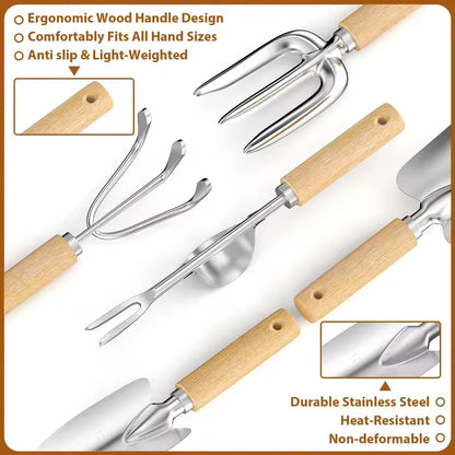 Gardening Tools 9PCS/Set Heavy Duty Durable Stainless Steel Hand Toolsv For Digging Transplanting Weeding With Storage Handbag