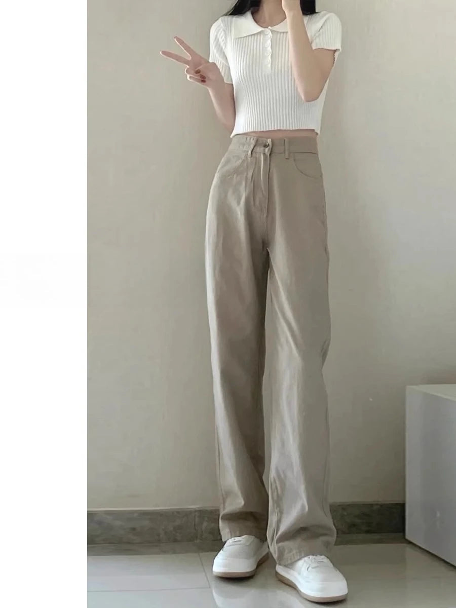 Autumn Kaqi White Jeans Women Wide Leg Pants Mom Femme Y2K Jeans Bermuda Woman Trousers Clothing Pantalones Spodnie Damskie