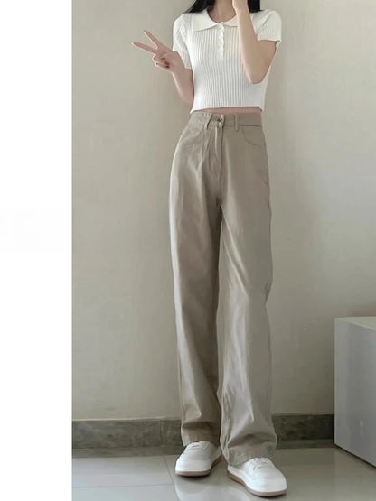 Autumn Kaqi White Jeans Women Wide Leg Pants Mom Femme Y2K Jeans Bermuda Woman Trousers Clothing Pantalones Spodnie Damskie