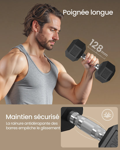 SONGMICS Dumbbell Set, Set of 2 Hexagonal Dumbbells, Suitable for Training, Bodybuilding, Weightlifting at Home