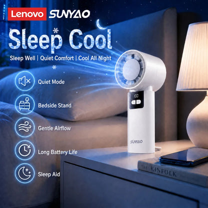 Lenovo FS001 Portable 199-Speed Stepless Adjustable Desktop Fan LED Digital Display 6H Long Battery Life Handheld Fan for Home