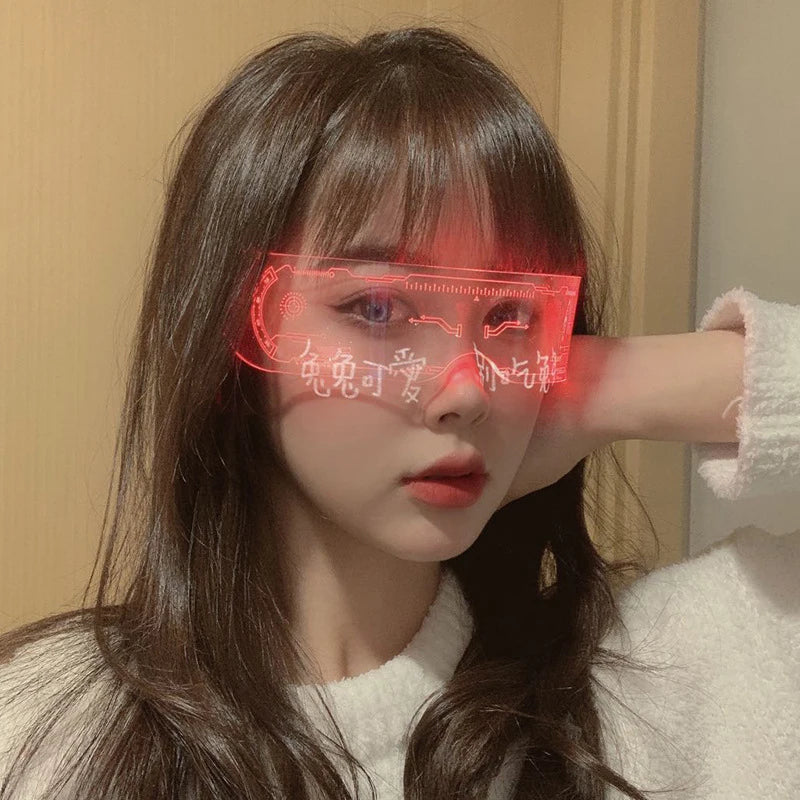 LED Luminous Colorful Sunglasses Modern Punk Goggle Men Women Halloween Christmas Glowing Decorative Glasses Cosplay Party Prop