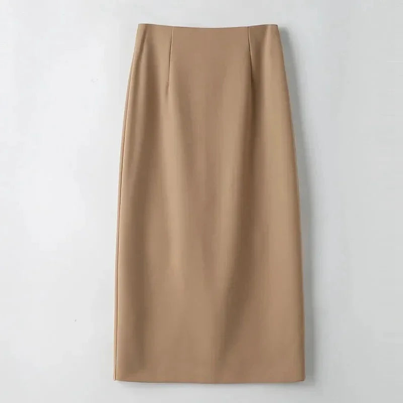 2026 Elegant A Line Long Skirts Women Spring Summer Faldas Fashion High Waist Office Lady Back Slit Mid-Length Pencil Skirts