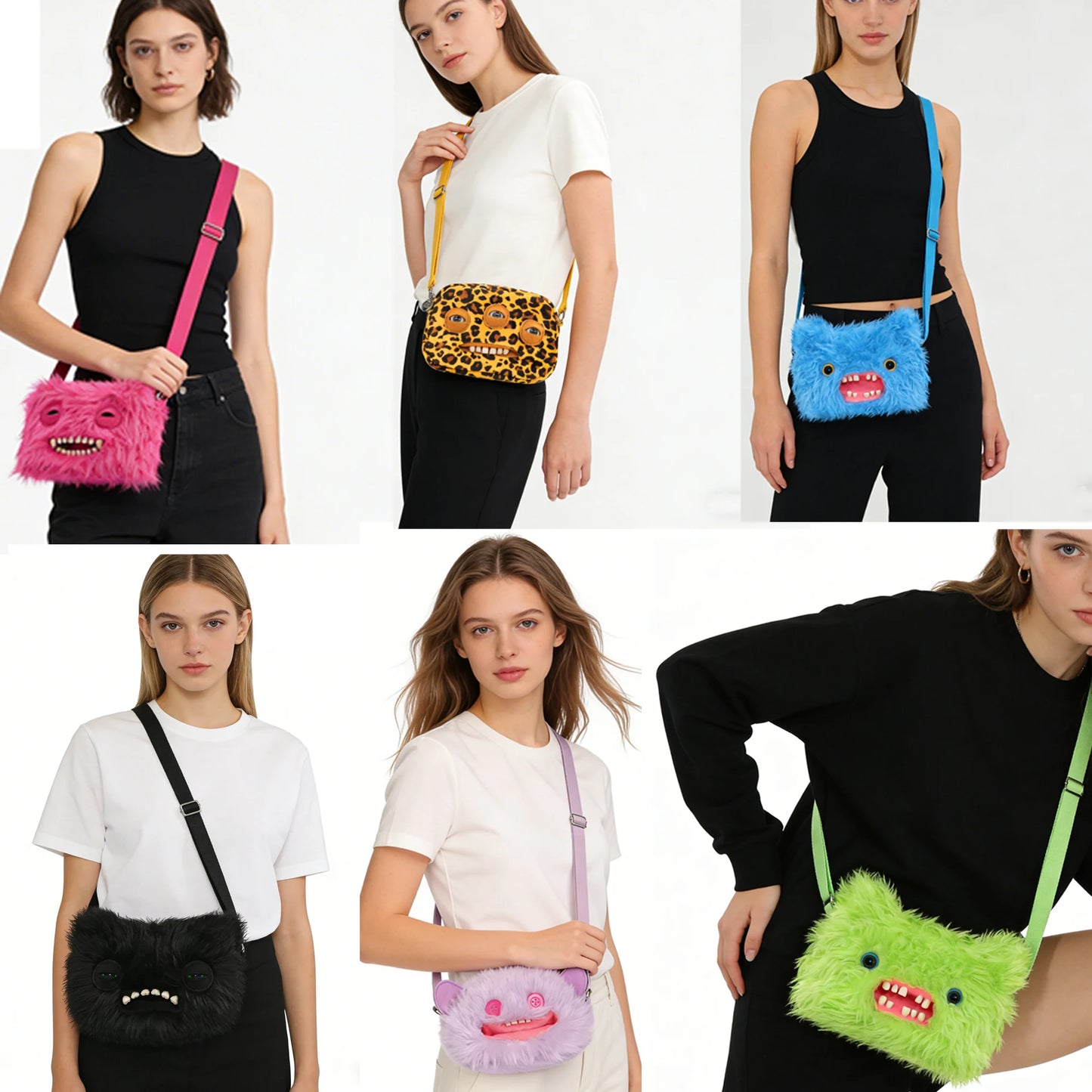 Fugglers Ugly Teeth Monster Bag Crossbody Cute Plush Wallet Plush Bag Fuggs Crossbody Bag with Shoulder Strap Animal Plushies