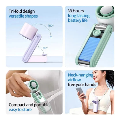Foldable Design Portable Handheld Fan Portable Quiet Mini Pocket Fan Digital Display Silent Operation Desktop Fan Handheld Use