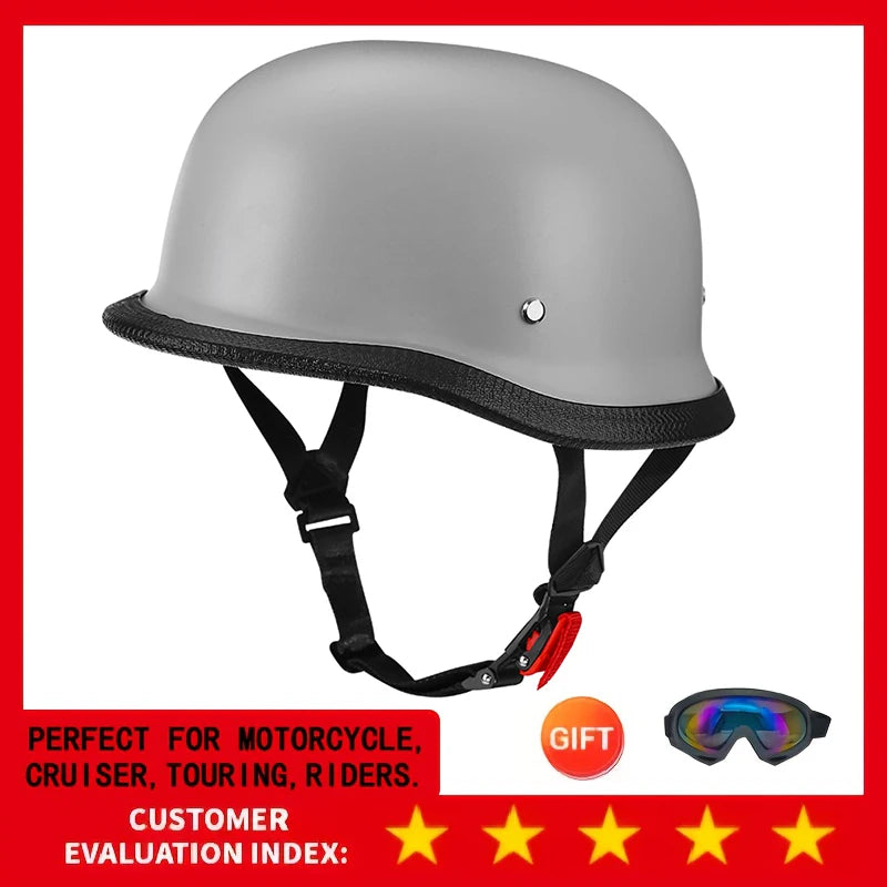 Motorcycle Half Helmet German Leather Vintage Helmet Casco Moto Motorcycle Open Face Helmet Biker Pilot DOT Certification M-L-XL