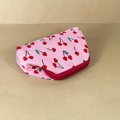 New women's cherry embroidery printed handbag, fashionable and convenient fly-knitted bag, versatile commuter cloud bag.