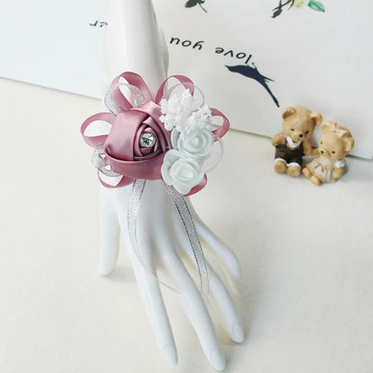 Lovegrace Wrist Corsages Bracelet Rose Artificial Flowers on the Wrist Bridesmaids Bracelet Marriage Bridal Hand Flower Wedding