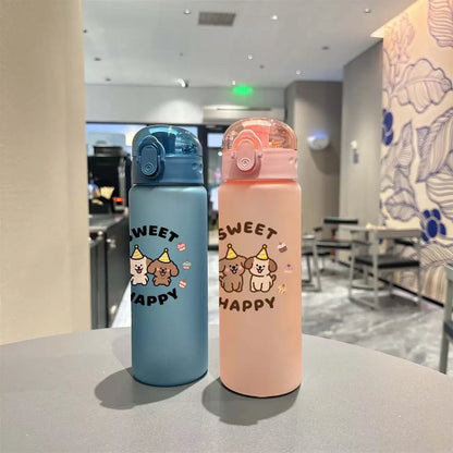 780ml 3D Printed Cute Cartoon Water Bottle Leakproof Plastic Straw Cup Portable Outdoor Large Capacity Sports Water Bottle
