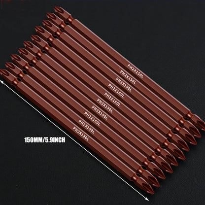 10pcs 6inch/150mm Magnetic Double-headed Phillips Screwdriver Bit S2 Steel Electric Tool For Screw Installation And Disassembly