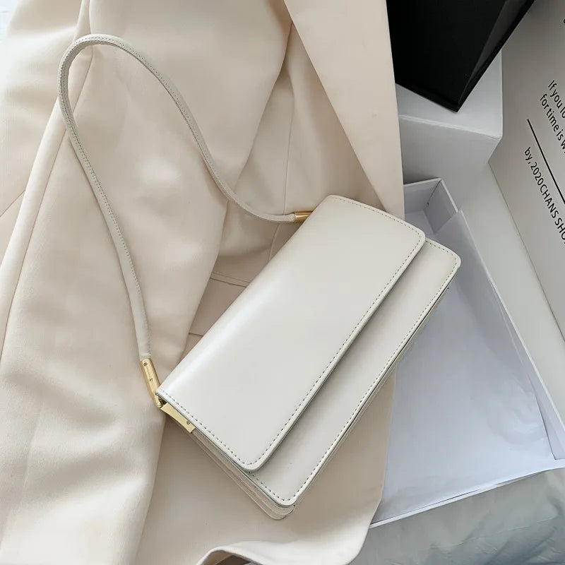 New Women's Fashion Handbags Retro Solid Color PU Leather Shoulder Underarm Bag Casual Women Hobos Handbags сумка женская Trend