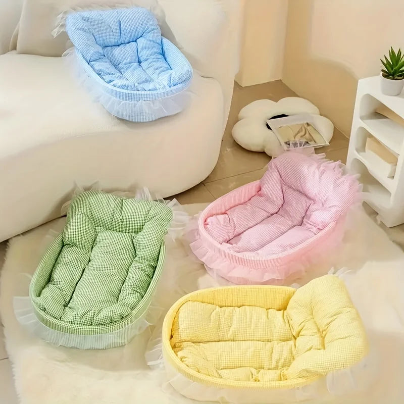 Cat Sofa Bed Comfortable Pet Nest 1pc Soft and Hairball Resistant  Cute Lace Princess Bed for Cats and Small Dogs