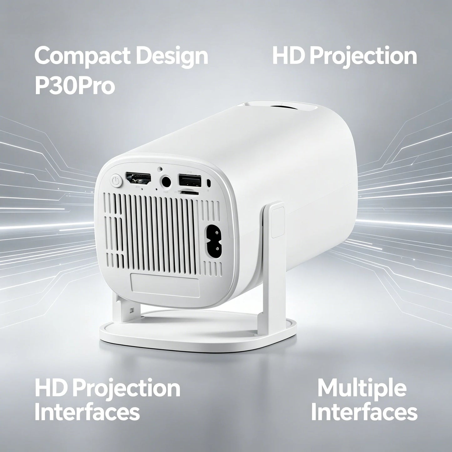 P30 PRO Home Theater Projector Android 11 WiFi 6 Native 720P Built-in Speaker Portable Outdoor Cinema Projector