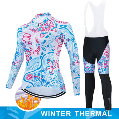 Women Winter Thermal Fleece Clothes 2026 Cycling Uniform Cycle Jersey Clothing Jerseys Pants Gel Bib MTB Jacket Suit Bike Outfit