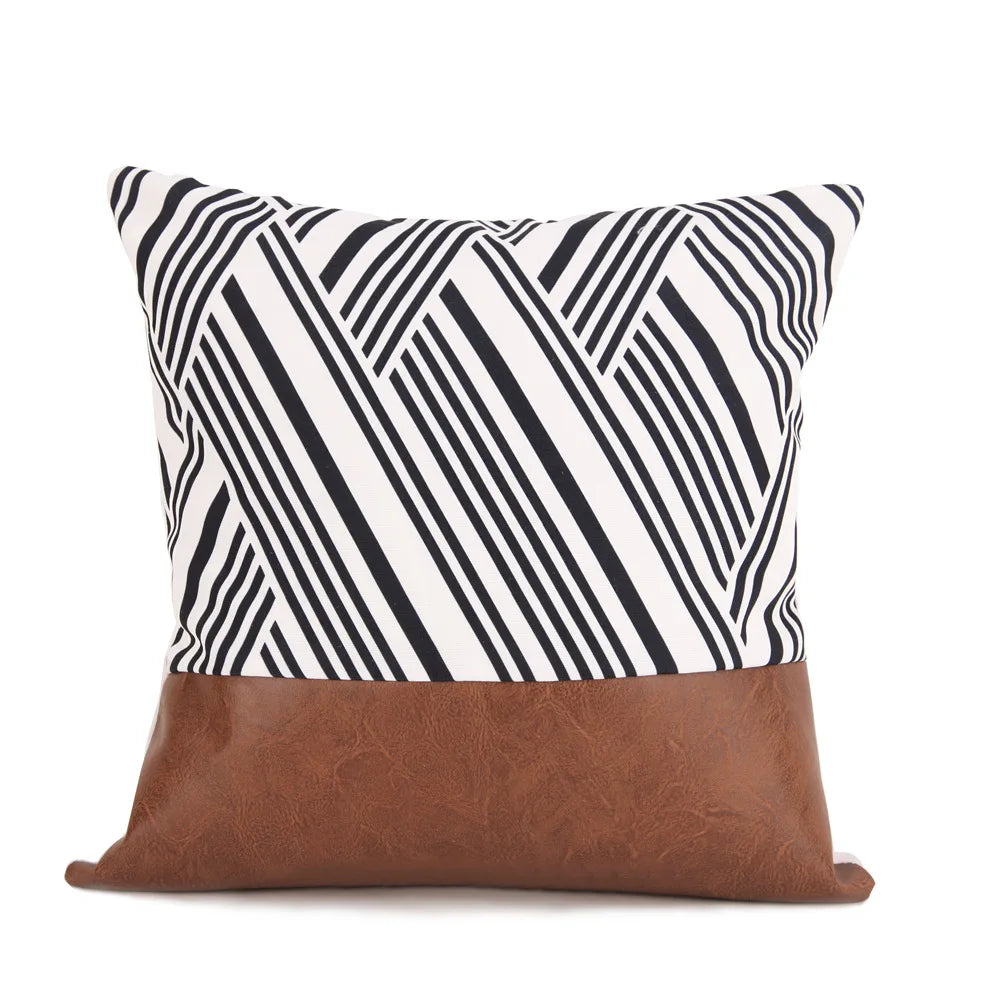 Cushion Cover Luxury Pillow Case 45*45 Sofa Decorative PU Leather Cushion For Living Room Bedroom Car Decor New