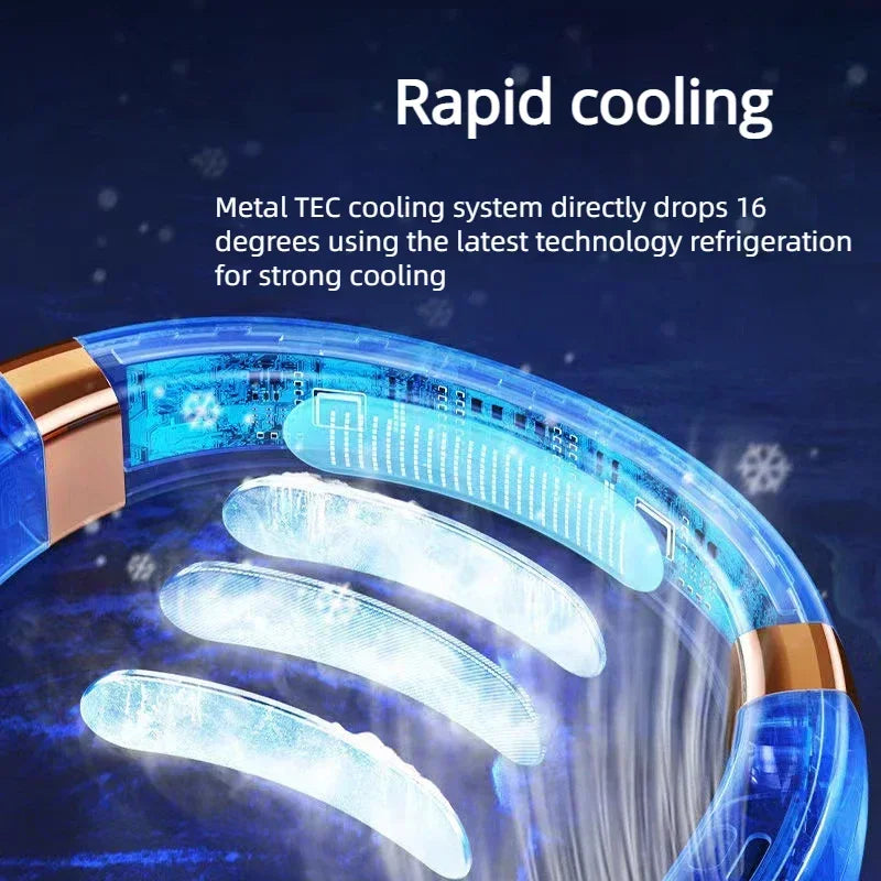 JKUOO Neck Fan Rechargeable, Personal Portable Fan Battery Operated, Hands Free Wearable USB Neck Cooling Fan for Indoor Outdoo