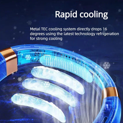 JKUOO Neck Fan Rechargeable, Personal Portable Fan Battery Operated, Hands Free Wearable USB Neck Cooling Fan for Indoor Outdoo