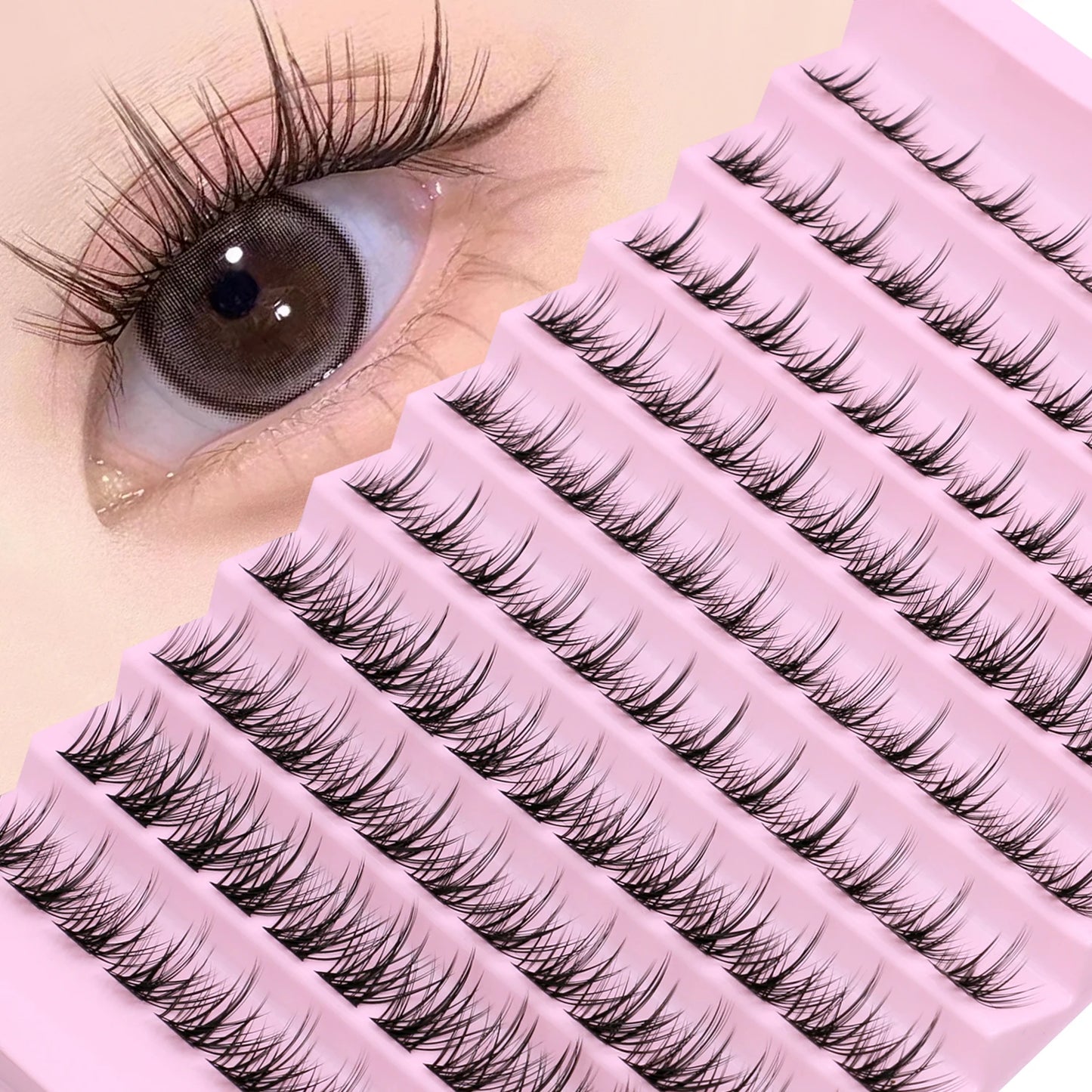 GROINNEYA Cat Elf Eyelashes Book 15 Rows Large Capacity Natural Manga Lashes Effect DIY Eyelashes Extension Clusters Makeup