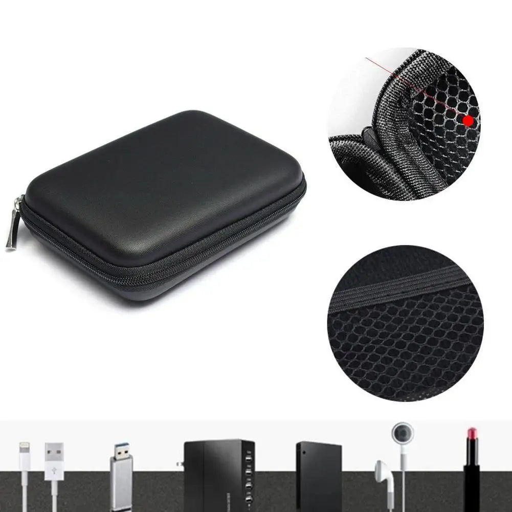 2.5 Hard Disk Case Portable HDD Protection Bag for External 2.5 inch Hard Drive/Earphone/U Disk Hard Disk Drive Case Black