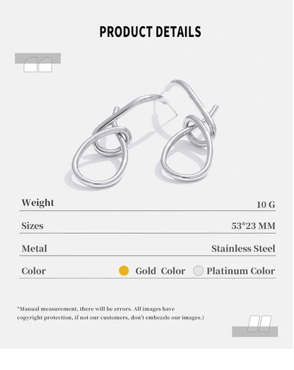 NiNice Popular Stainless Steel Geometric Unusual Earrings Stylish Unique Water Resistant Metal Versatile Daily Jewelry