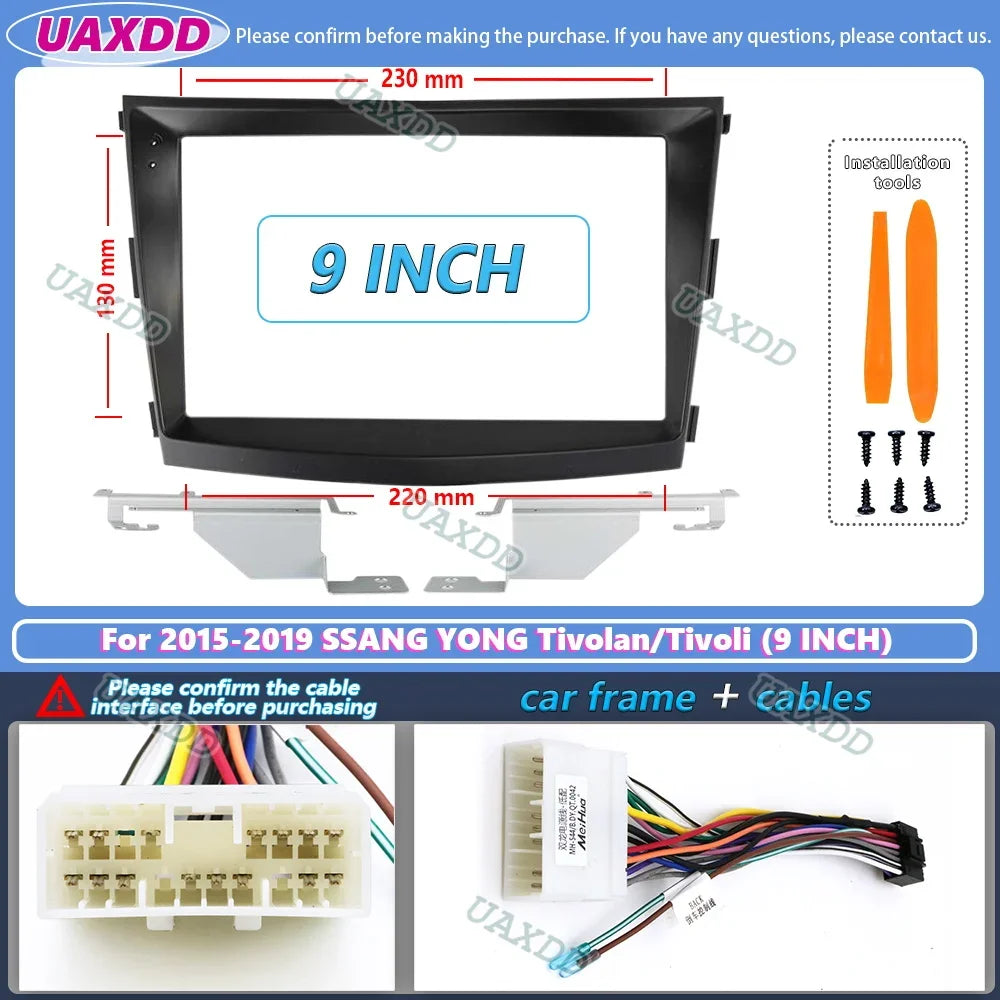 Cadre panneau for Ssangyong Tivoli Tivolan 2015-2019 kit mounting card Prada car accessory radio DVD GPS MP5 2Din 9 inches frame